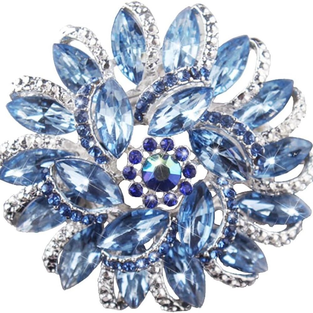 Crystal Diamond Flower Brooch Pin for Women Girls Brides